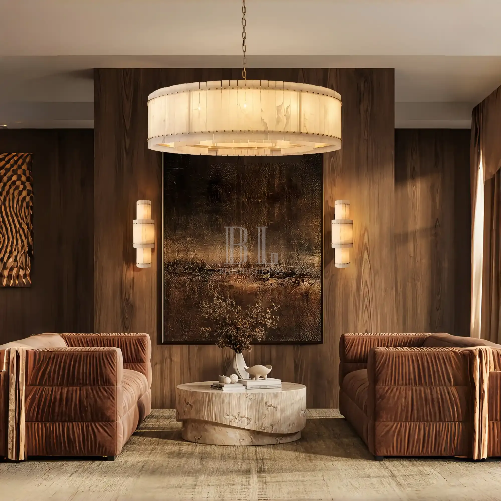 Sun Marco Alabaster Round Chandelier 22'' 37'' 48'' 60''-60''-Brass-Blushlighting