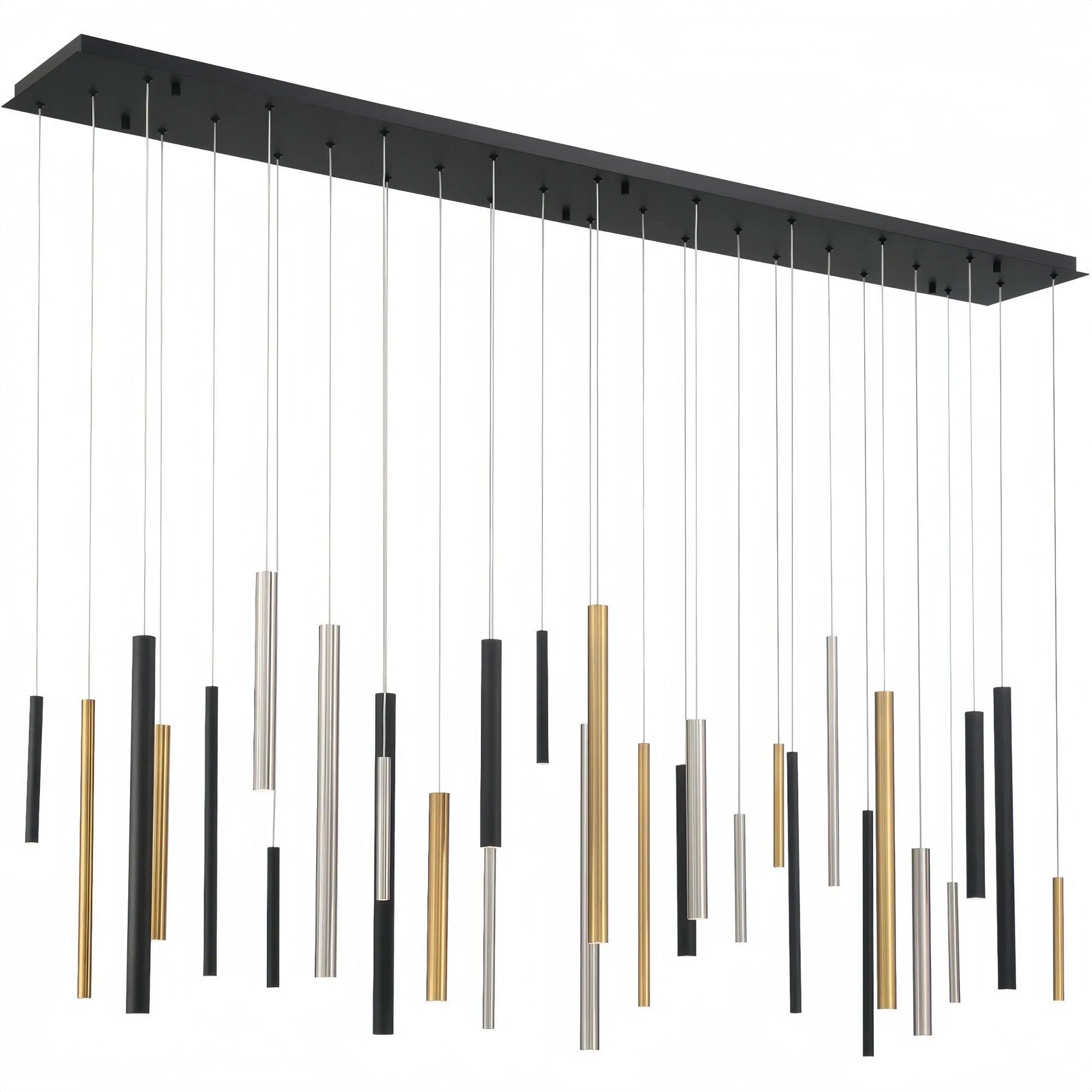 Santana Modern Linear Multi Light Pendant for Kitchen Island-70.75"L x 8.75"W x 1.25"H-Antique Brass & Black & Satin Nickel-