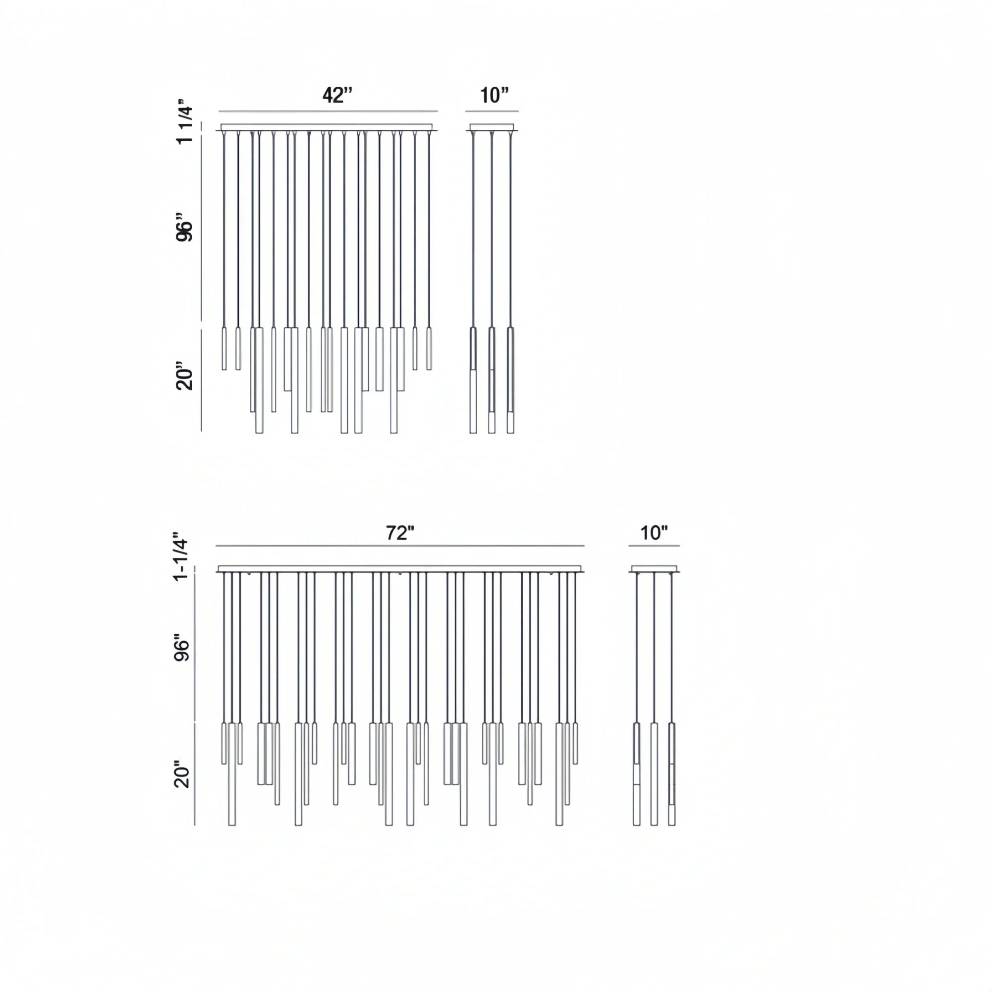 Santana Modern Linear Multi Light Pendant for Kitchen Island - 42"L x 10"W x 1.25"HAntique BrassBlushlighting
