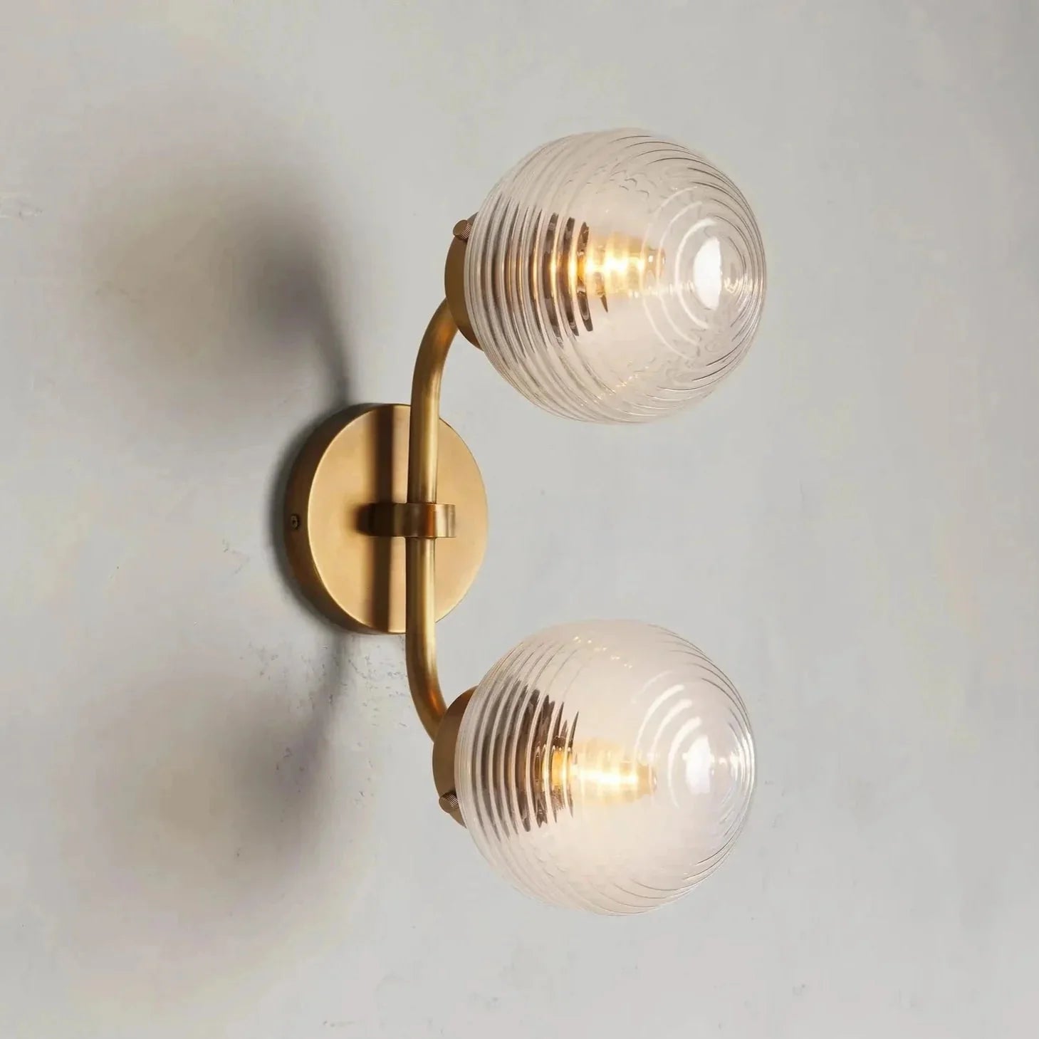Sayre Linear Glass Globe Two Head Wall Sconce - NickelBlushlighting