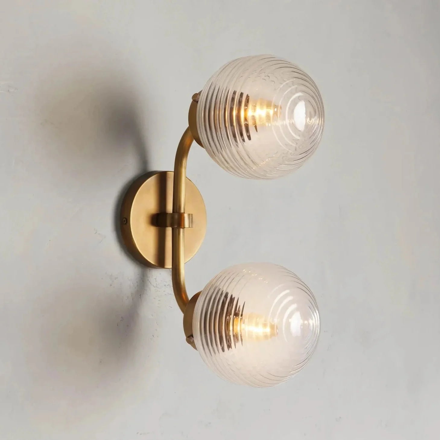 Sayre Linear Glass Globe Two Head Wall Sconce-