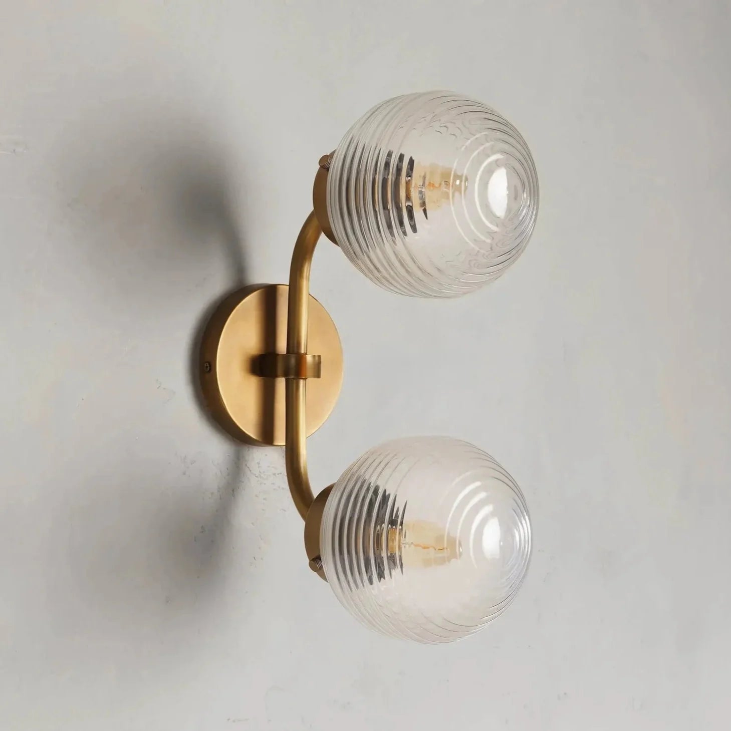 Sayre Linear Glass Globe Two Head Wall Sconce-