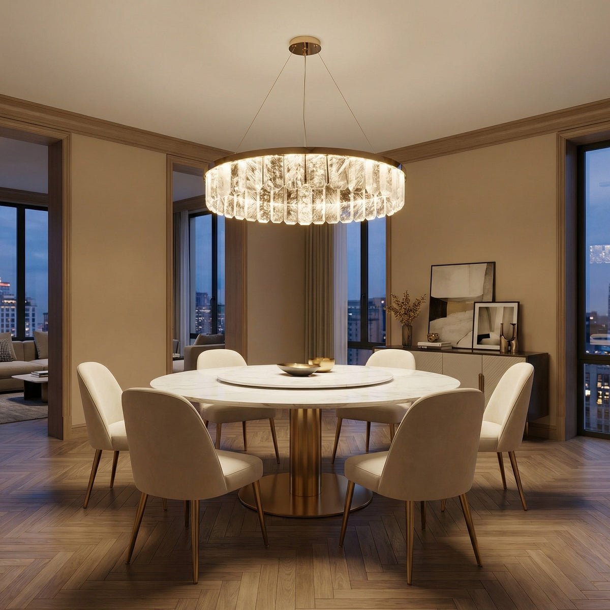 Selene Round Crystal Chandelier - Ø23.2" × H6.3" (Ø59 × H16 cm)Blushlighting