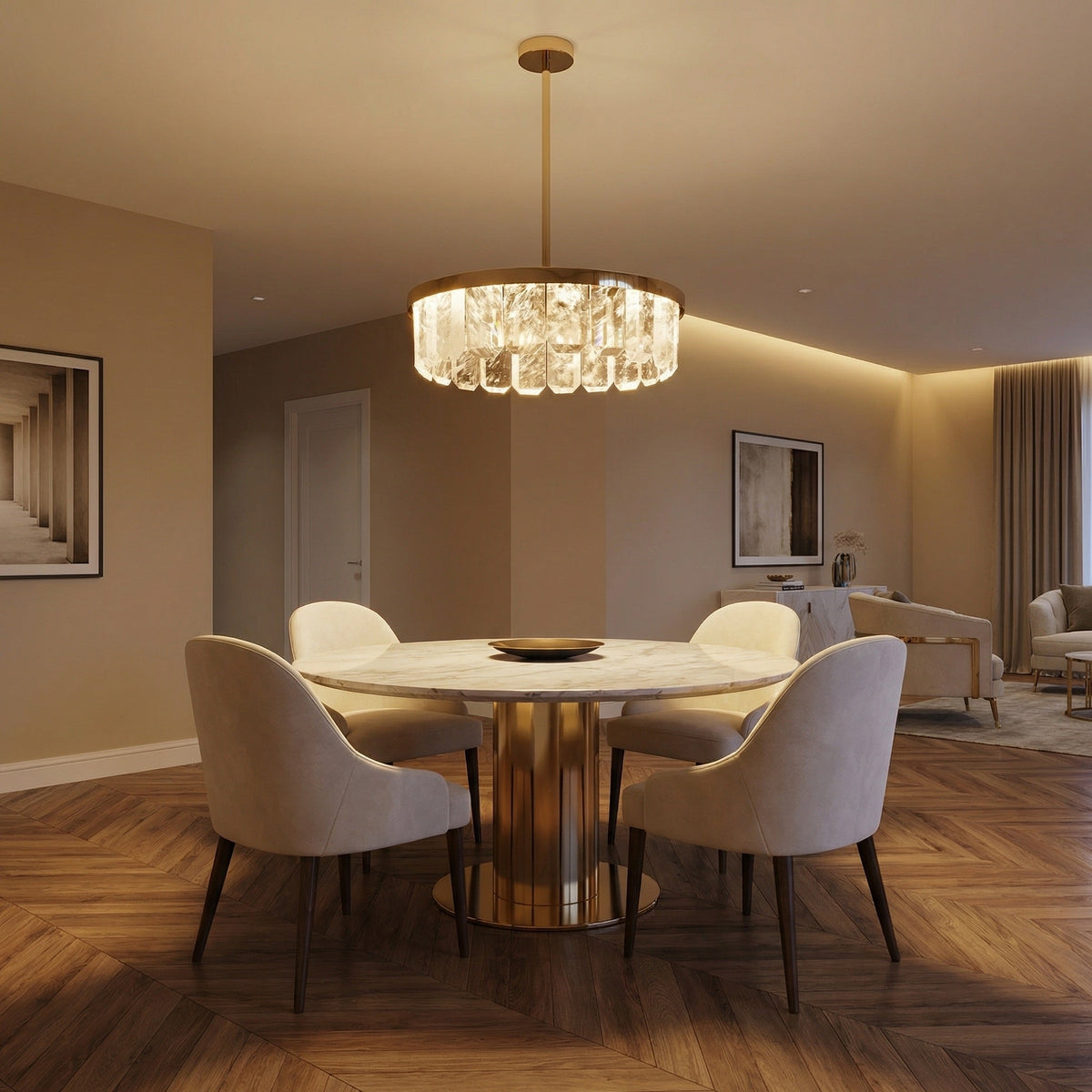 Selene Round Crystal Chandelier - Ø31.5" × H6.3" (Ø80 × H16 cm)Blushlighting