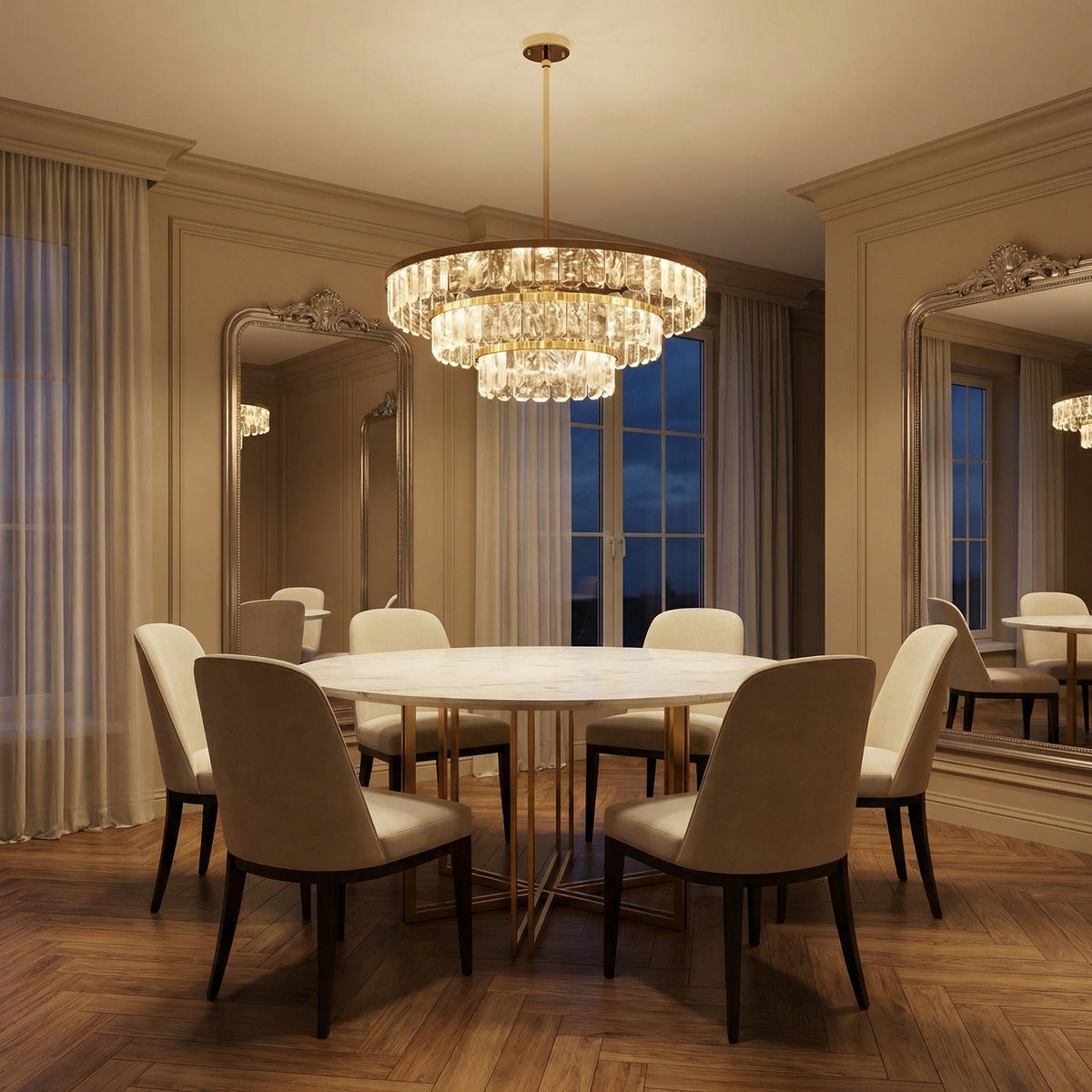 Selene Round Crystal Chandelier - Ø31.5" × H6.3" (Ø80 × H16 cm)Blushlighting