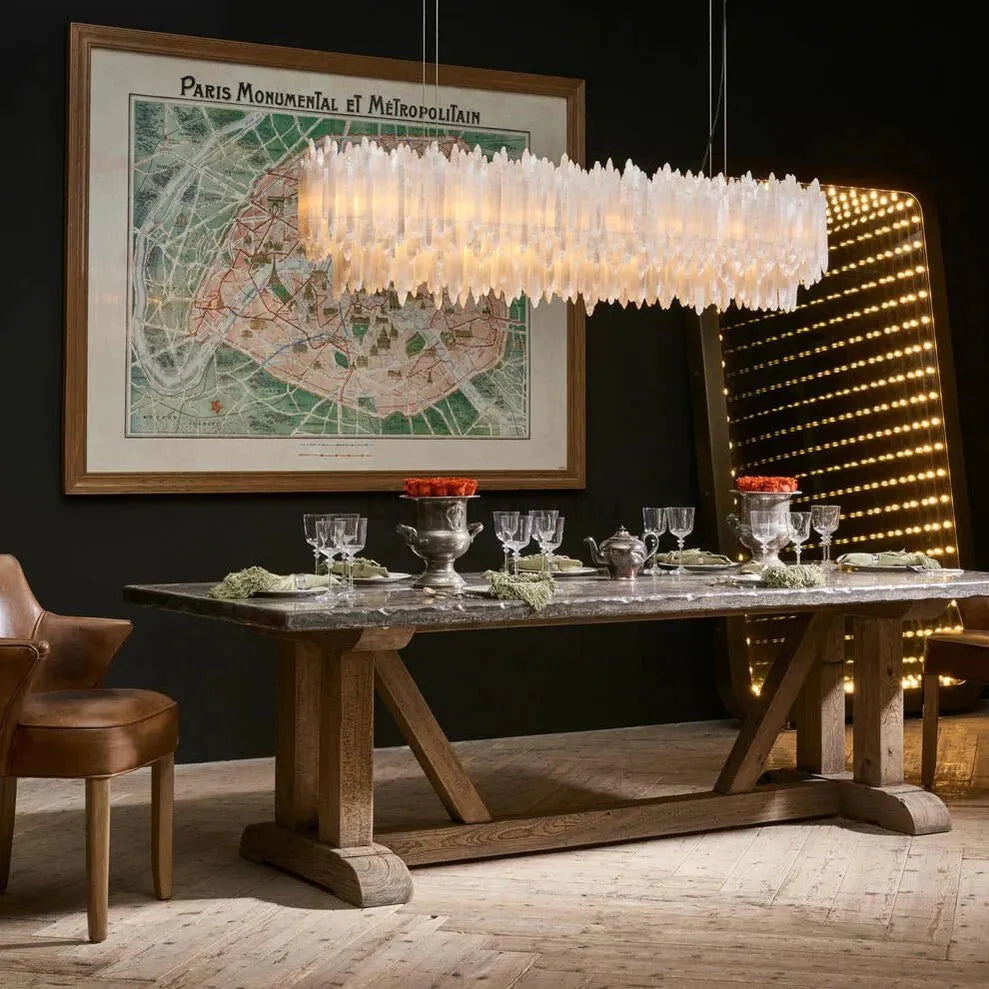 Selenite Layer Rectangular Chandelier - LargeBlushlighting