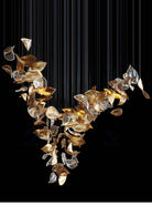 Shake Leaves Chandelier - ∅ 39.4″ x 78.7″ / Dia 100cm x 200cmGold & ClearWarm LightBlushlighting