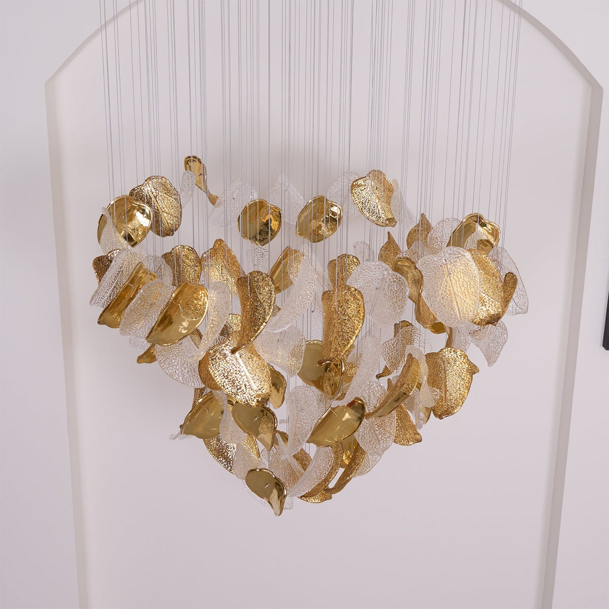 Shake Leaves Chandelier - ∅ 31.8″ x 78.7″ / Dia 80cm x 200cmGold & ClearWarm LightBlushlighting