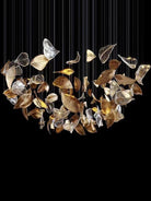 Shake Leaves Chandelier - ∅ 39.4″ x 78.7″ / Dia 100cm x 200cmGold & ClearWarm LightBlushlighting