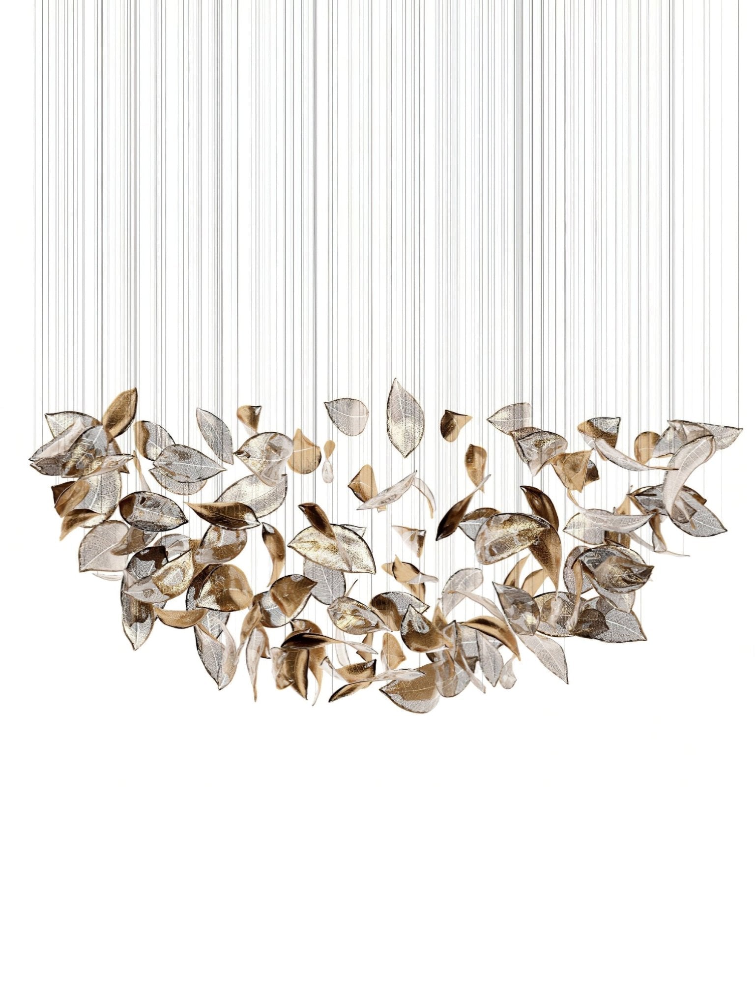 Shake Leaves Chandelier - ∅ 39.4″ x 78.7″ / Dia 100cm x 200cmGold & ClearWarm LightBlushlighting