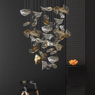 Shake Leaves Chandelier - ∅ 31.8″ x 78.7″ / Dia 80cm x 200cmGold & ClearWarm LightBlushlighting
