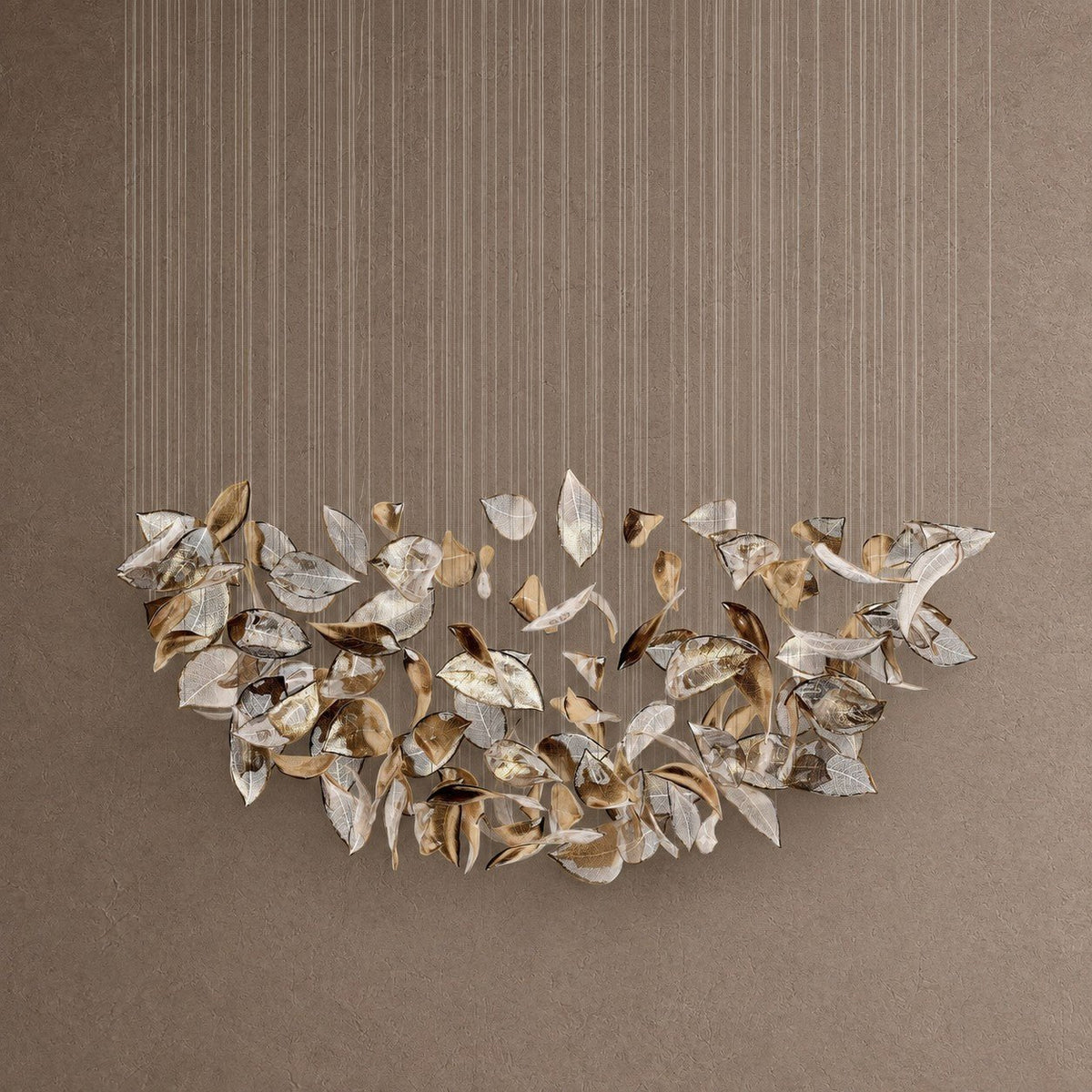 Shake Leaves Chandelier - ∅ 31.8″ x 78.7″ / Dia 80cm x 200cmGold & ClearWarm LightBlushlighting