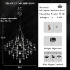 Silver 31.5" Round Crystal Raindrop Chandelier for Modern Homes - Round - D31.5Blushlighting