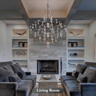 Silver 31.5" Round Crystal Raindrop Chandelier for Modern Homes - Round - D31.5Blushlighting