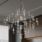 Silver 31.5" Round Crystal Raindrop Chandelier for Modern Homes