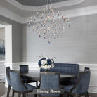 Silver 31.5" Round Crystal Raindrop Chandelier for Modern Homes