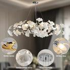 Silver Ceramic Ginkgo Leaf Branch Chandelier – 47.2" Brass Rectangle - Silver47.2INCHBlushlighting
