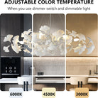 Silver Ceramic Ginkgo Leaf Branch Chandelier – 47.2" Brass Rectangle