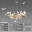 Silver Ceramic Ginkgo Leaf Tree Branch Chandelier – 40" Round Luxury Fixture - Silver40INCHBlushlighting