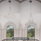 Silver Crystal Round Chandelier 23.6" Modern Luxury Raindrop Light - Round - D23.6"Blushlighting
