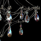 Silver Crystal Round Chandelier 23.6" Modern Luxury Raindrop Light