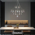 Silver Crystal Round Chandelier 23.6" Modern Luxury Raindrop Light
