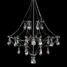 Silver Crystal Round Chandelier 23.6" Modern Luxury Raindrop Light