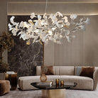 Silver Ginkgo Leaf Branch Chandelier – 59" Modern Brass Light - Silver59INCHBlushlighting