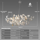 Silver Ginkgo Leaf Branch Chandelier – 59" Modern Brass Light - Silver59INCHBlushlighting