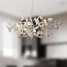 Silver Ginkgo Leaf Branch Chandelier – 59" Modern Brass Light - Silver59INCHBlushlighting
