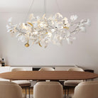 Silver Ginkgo Leaf Branch Chandelier – 59" Modern Brass Light