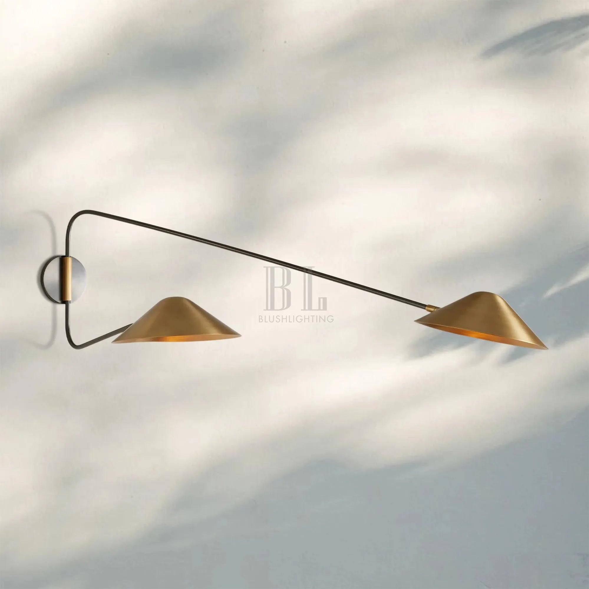 Simms Long Arm Double Wall Sconce - Blushlighting