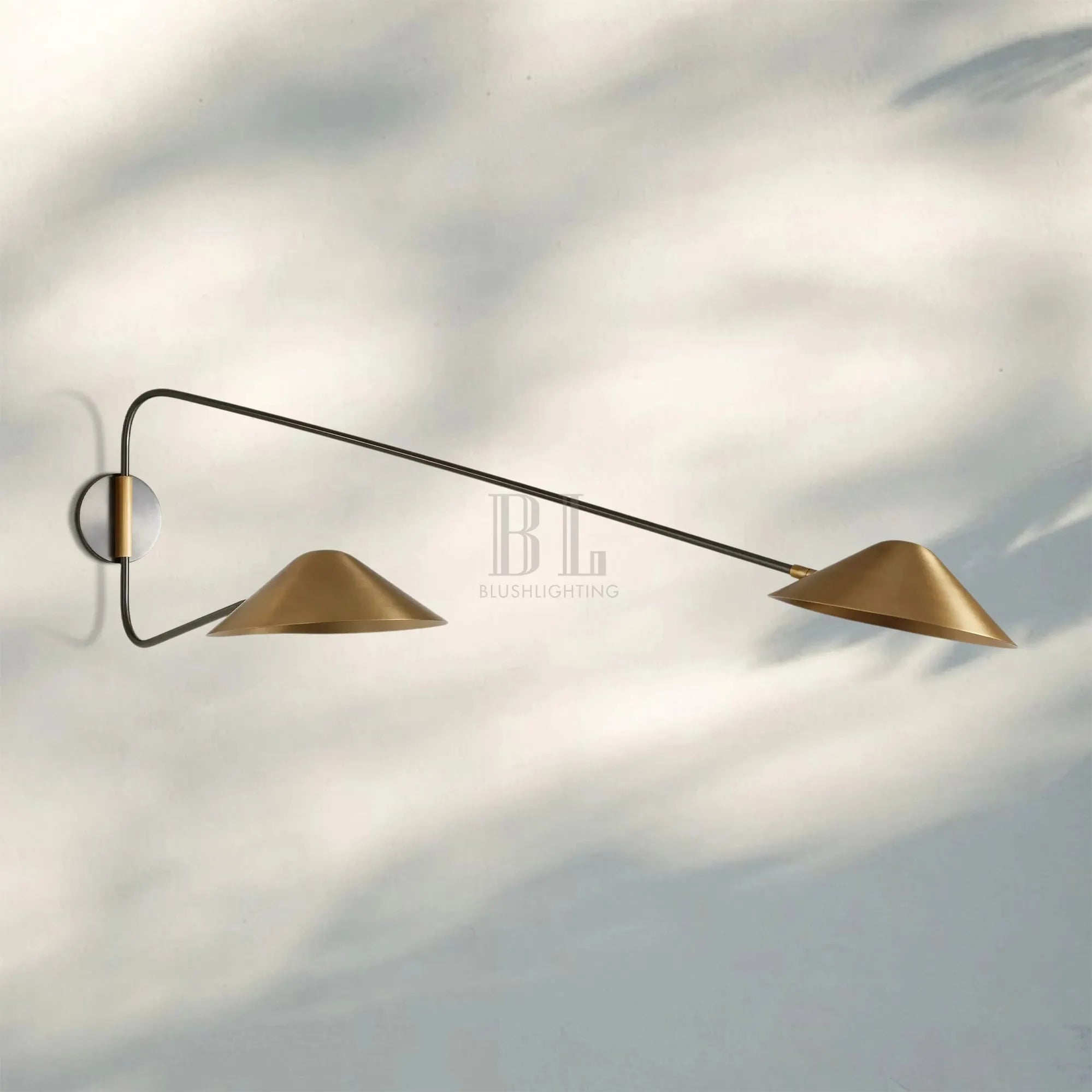 Simms Long Arm Double Wall Sconce - Blushlighting