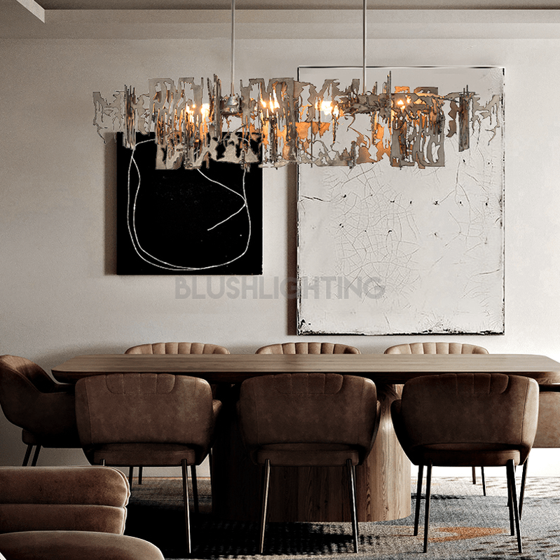 Simple Artistic Metal Dining Table Chandelier - 31.5"LBlushlighting