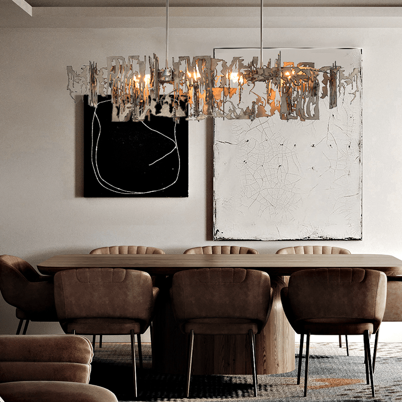Simple Artistic Metal Dining Table Chandelier - 31.5"LBlushlighting