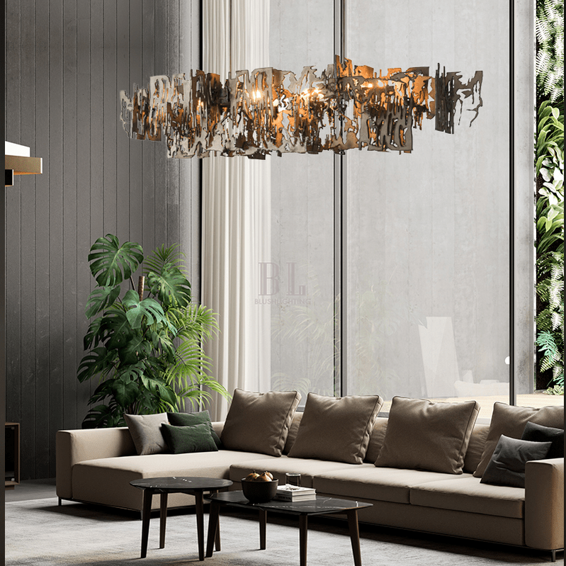 Simple Artistic Metal Dining Table Chandelier - 31.5"LBlushlighting