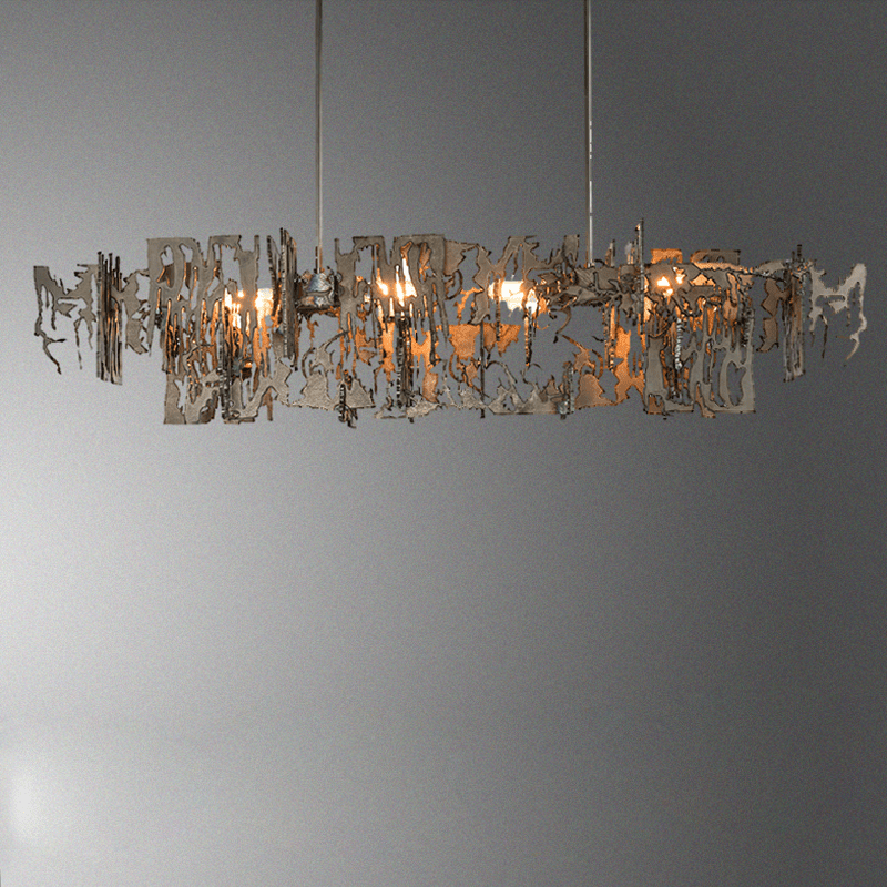 Simple Artistic Metal Dining Table Chandelier - 31.5"LBlushlighting