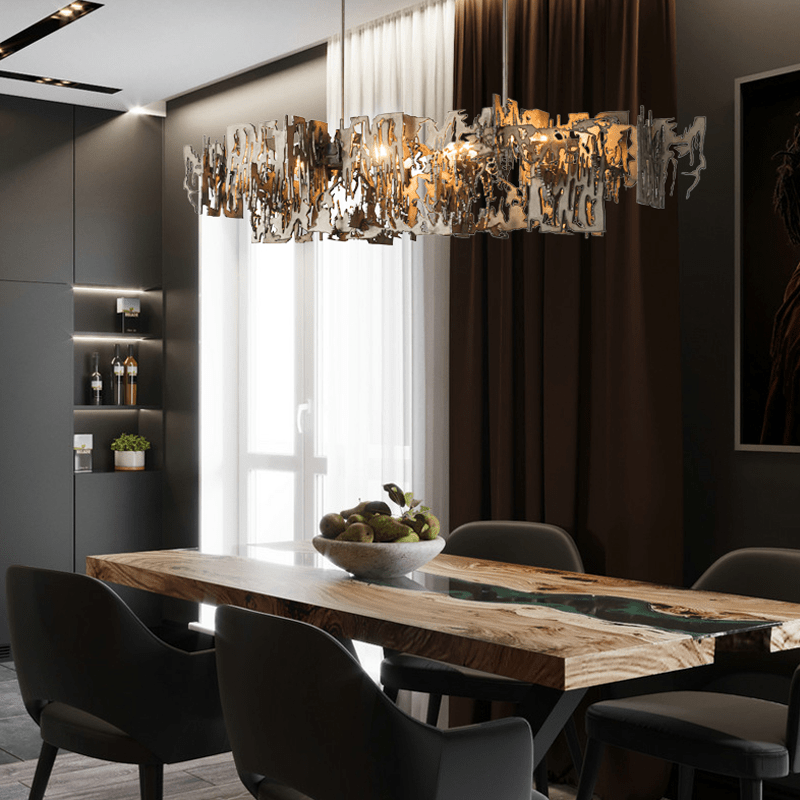 Simple Artistic Metal Dining Table Chandelier - 31.5"LBlushlighting