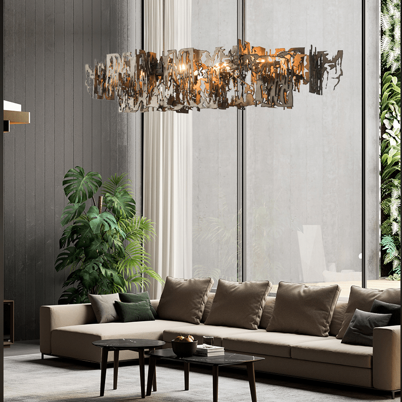 Simple Artistic Metal Dining Table Chandelier - 31.5"LBlushlighting