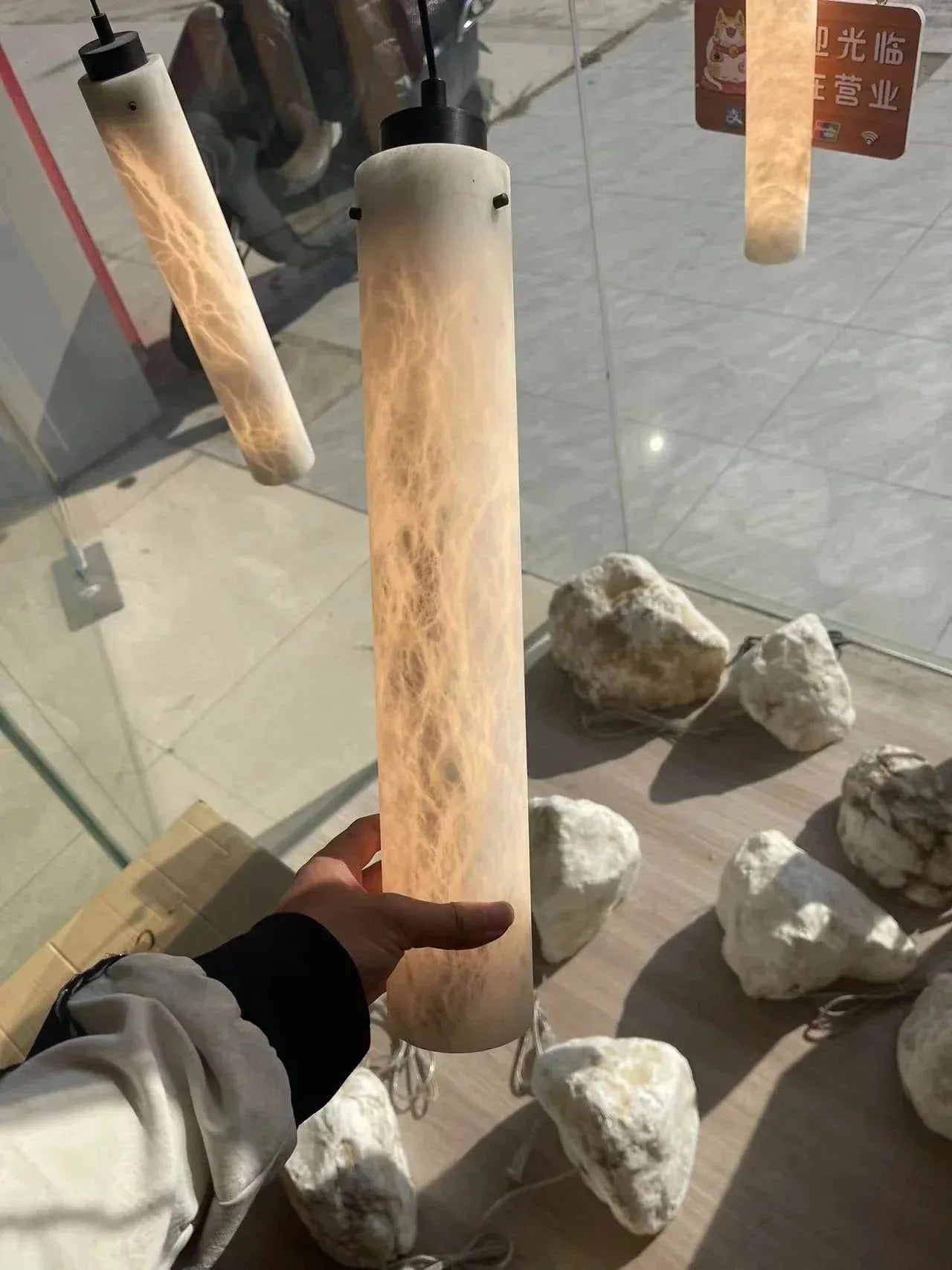 Simple marble pendant lamp - Dia 2.7”(7cm) x H 9.8”(25cm)Copper & White MarbleBlushlighting
