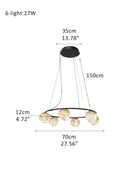 Single/Triple Spiral black ring cluster alabaster 6/9/12/27 balls chandelier - 6-light-D12cm/D4.72"Warm lightWhite + BlackBlushlighting