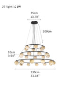 Single/Triple Spiral black ring cluster alabaster 6/9/12/27 balls chandelier - 27-light-D10cm/D3.94"-3 ringWarm lightWhite + BlackBlushlighting