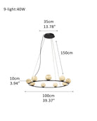 Single/Triple Spiral black ring cluster alabaster 6/9/12/27 balls chandelier - 9-light-D10cm/D3.94"Warm lightWhite + BlackBlushlighting