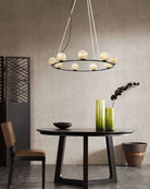 Single/Triple Spiral black ring cluster alabaster 6/9/12/27 balls chandelier - 6-light-D10cm/D3.94"Warm lightWhite + BlackBlushlighting