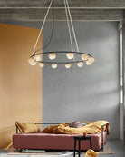 Single/Triple Spiral black ring cluster alabaster 6/9/12/27 balls chandelier - 6-light-D10cm/D3.94"Warm lightWhite + BlackBlushlighting