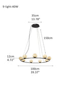 Single/Triple Spiral black ring cluster alabaster 6/9/12/27 balls chandelier - 9-light-D12cm/D4.72"Warm lightWhite + BlackBlushlighting