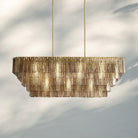 Sirena Glass Rectangular Chandelier 59"-Smoke-Lacquered Brass-