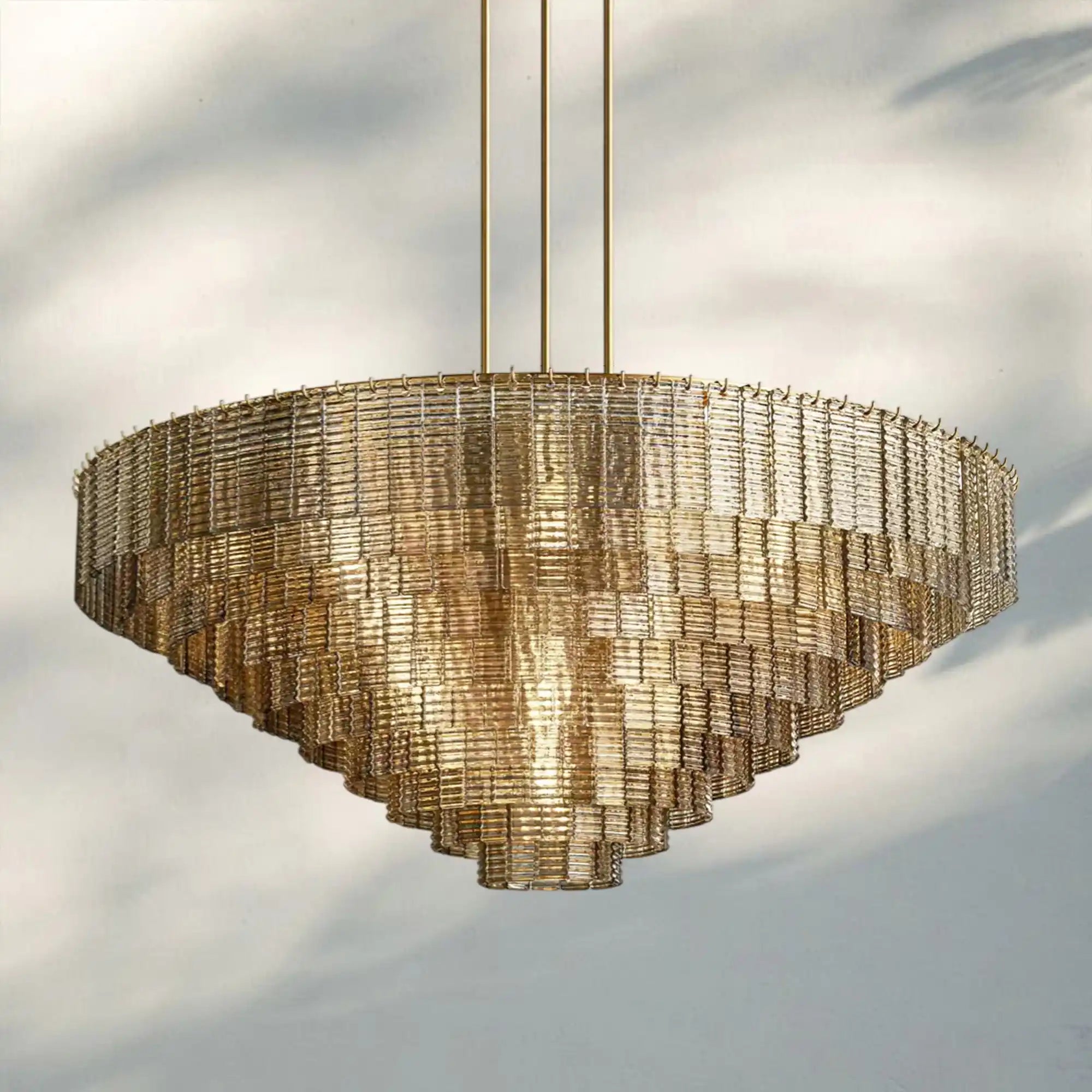 Sirena Smoke Round Chandelier 41" 52‘’ 65‘’-65-Lacquered Brass-Smoke