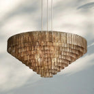 Sirena Smoke Round Chandelier 41" 52‘’ 65‘’-65-Satin Nickel-Smoke