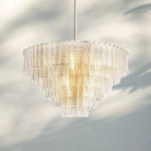 Sirena Smoke Round Chandelier 41" 52‘’ 65‘’-41''-Satin Nickel-Clear